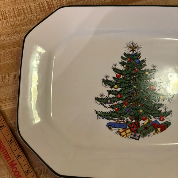 Cuthbertson 13" Rectangle Christmas Tree Serving Platter Narrow Green Line - Picture 7 of 7